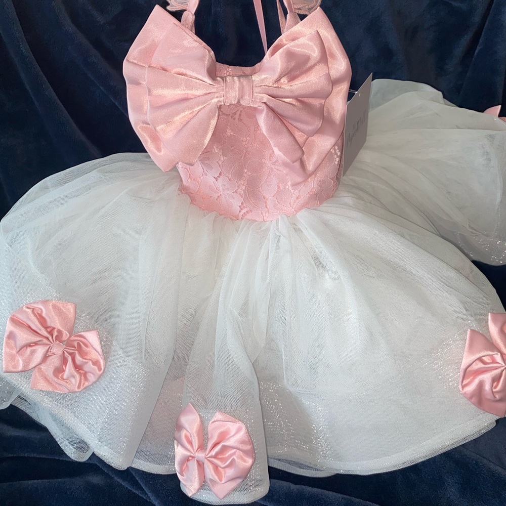 Pink and White Kids party pageant  Dress